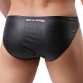 Male's Briefs Faux Leather Jockstrap Stretch Briefs Pouch Panties Underwear Low Waist Soft Male Underpants.