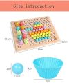 3-in-1 Wooden Toy Magnetic Fishing Game Clip Beads Learning Toy Matching Game Board Game Sensory Toy Fish Game Magnetic Toy for Boys Girls from 2 3 Year's. 