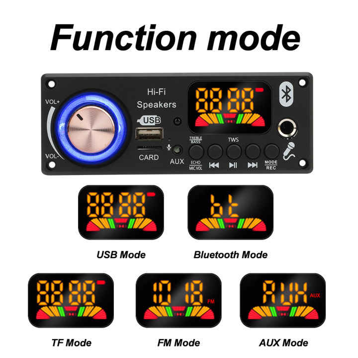 Bluetooth%205.3%20DIY%20200W%20Amplifier%20MP3%20Decoder%20Board%2012V%20Microphone%20FM%20Radio%20TF%20USB%20Car%20Audio%20Music%20Player%20Speaker%20Volume%20Control%20-%20Image%202