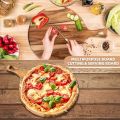 Wood Cutting Board Pizza Peel Round Cutting Boards with Handle for kitchen Wooden Chopping Board Countertop for Meat, Bread, Vegetables Fruits Charcuterie Cheese Serving Paddle Board. 