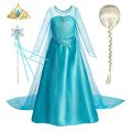 Halloween Elsa Dress for Girls Children Party Princess Costume Kids Disguise with Long Cloak Girl Snow Queen Carnival Clothes.