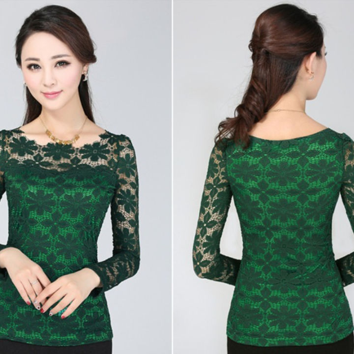 Women's%20form-fitting%20long-sleeved%20lace%20blouse%20with%20a%20feminine%20silhouette%20plus%20size%20clothing%20-%20Image%202