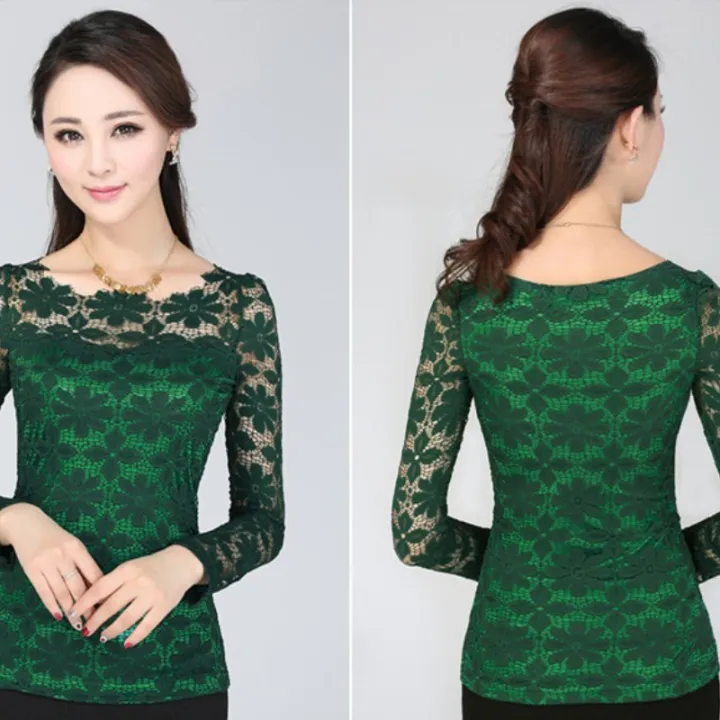 Women's%20form-fitting%20long-sleeved%20lace%20blouse%20with%20a%20feminine%20silhouette%20plus%20size%20clothing%20-%20Image%202