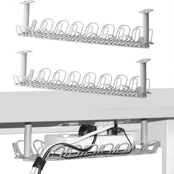 Desk Cable Management Tray Under Table Socket Hang Holder Power Strip ...