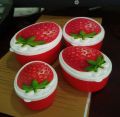 Strawberry Shape Lunch Box For Kids - Pack Of 4 PIECES SET, Strawberry Tiffin Box 4pcs Set.