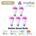 MOES Tuya Smart Matter WiFi/Zigbee 14W LED Bulb E27 Music Sync Functional 16M RGB Scenarios Light Intelligent Voice APP Control lightify. 