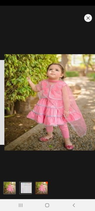 katan silk baby girl frock 3 piece sttiched dress