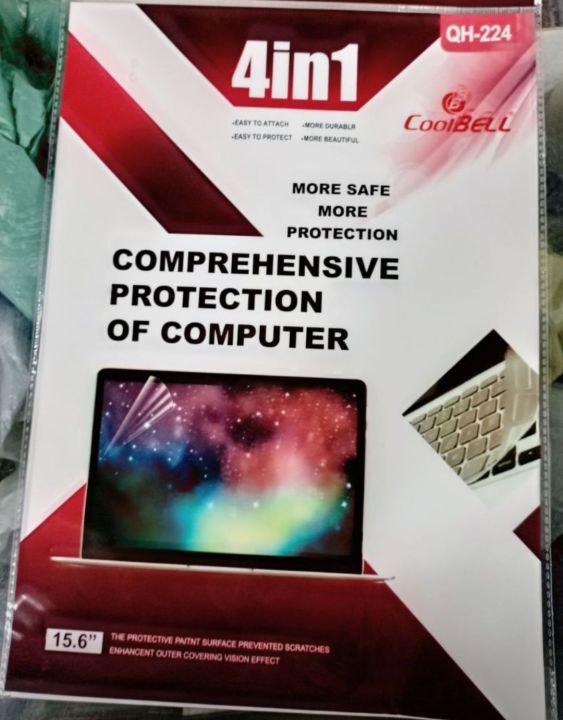 4in1 Laptop Skin Pack for 15.6" inch - Screen Protector + Keyboard Skin Cover + Transparent Laptop Back Sticker + Key Wrist Drag