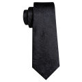 Barry.Wang Black White Gray Silver Men Tie Handkerchief Cufflinks Set Jacquard Necktie for Male Wedding Business Party Gift.