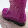 Minimalist style outdoor work kitchen anti slip waterproof drawstring drum mouth all season universal women's rain boots.