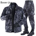 Black Python Pattern Wear-resistant Overalls Labor Insurance Cloth Uniform Men's Soft Tracksuit Outdoor Suit.