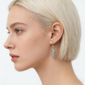 Fashion Spiral Blue Opal Earrings for Women,Opal Stone White K Plated Dangle Drop Earrings,Elegant Minimalist Wedding Gift for. 