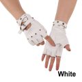 Unisex Fingerless Driving PU Leather Gloves Motor Cool Rivet  Disco Dancing Rock and Roll Black Red White Punk Gloves. 