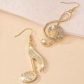 Exquisite Rhinestone Music Symbol Pendant Drop Earrings Fashion Asymmetric Earrings Women's Elegant Trendy Party Jewelry. 