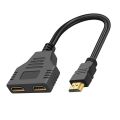 Kit 2Pcs HDMI 1 in 2 out Splitter Adapter HDMI Male To 2 Female 1080P 25CM HDMI Male To Female Conversion Cable. 