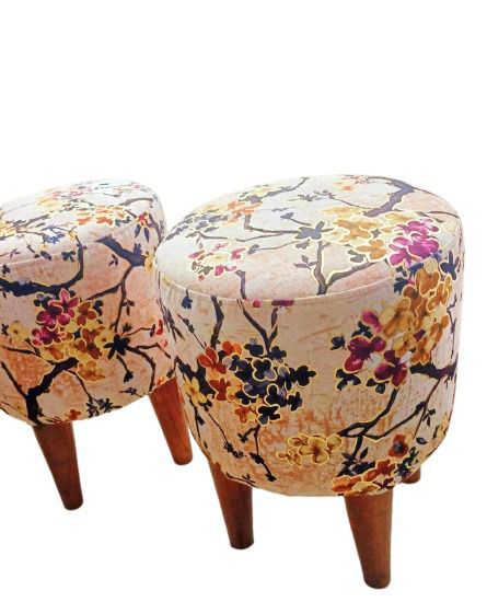 Premium Quality Floral Cloth Ottoman Stool