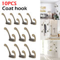 10/20Pcs Coat Hooks Bathroom Wall Mounted Dual Coat Rack Bronze Vintage Clothes Hanger Towel Kitchen Key Hook.