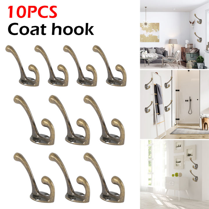 10/20Pcs%20Coat%20Hooks%20Bathroom%20Wall%20Mounted%20Dual%20Coat%20Rack%20Bronze%20Vintage%20Clothes%20Hanger%20Towel%20Kitchen%20Key%20Hook%20-%20Image%202