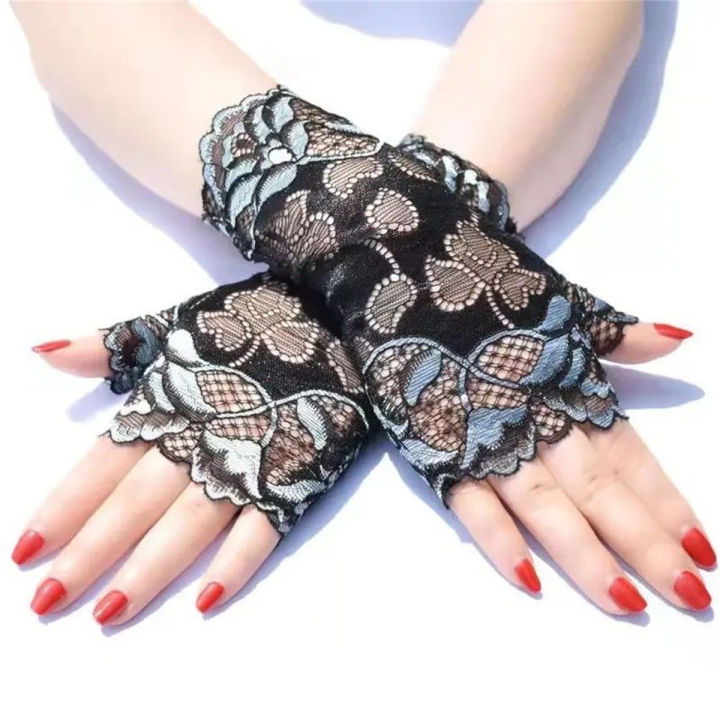 Summer%20sun%20protection%20thin%20gloves%20women%20lace%20half%20finger%20gloves%20dance%20wrist%20decoration%20sailor%20dance%20performance%20trendy%20driving%20s%20-%20Image%205