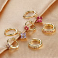3PCS New Design Multicolor Crystal Hoop Earrings Set For Women Zircon 18K Gold Plated Circle Huggie Earring Piercing Jewelry. 