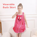 1pc Kids Bath Towel Wrap , Cute Bunny Ears Microfiber Bath Skirt for Girls Age 6-12, Ultra-Soft Absorbent Skin-Friendly 250gsm.