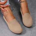 Women's new solid-color knitted loafers: lightweight, non-slip, flat casual shoes that are versatile and breathable.. 