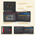 Men's Wallet Ultra Thin Rfid Leather with ID Window Multi Card Carbon Fiber Wallet. 