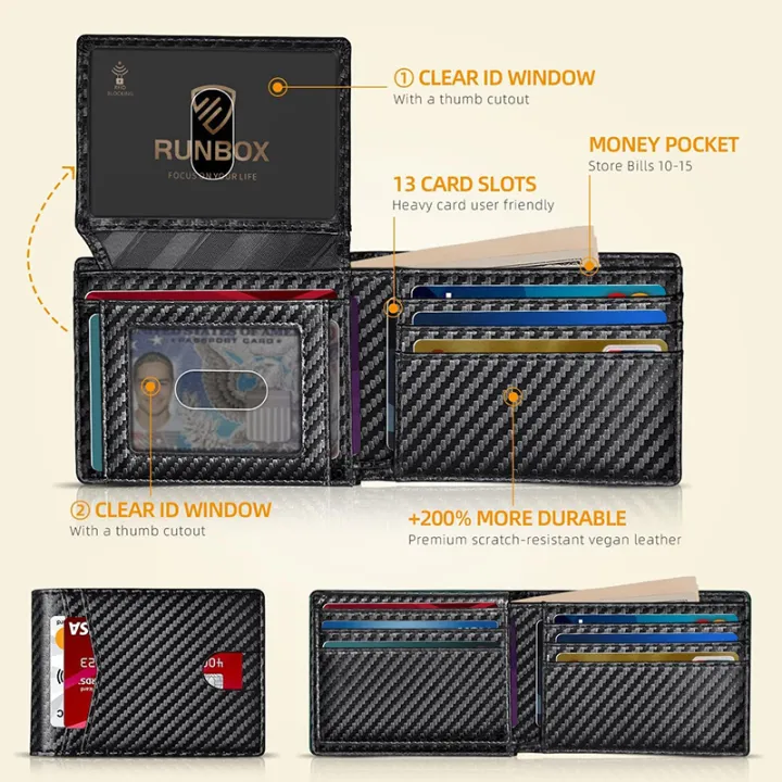 Men's%20Wallet%20Ultra%20Thin%20Rfid%20Leather%20with%20ID%20Window%20Multi%20Card%20Carbon%20Fiber%20Wallet%20-%20Image%202