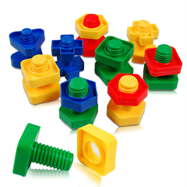 5Set Screw Building Blocks Plastic Insert Blocks Nut Shape Toys for Educational Toys Montessori Scale Models