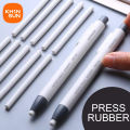 KHINSUN Press Retractable Pencil Eraser Correction Supplies Pen Style Pencil Writing School Supplies Stationery.
