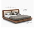Lotus Premium Ash Wood Bed with Brass Inlay
(King Size, Teak Finish). 