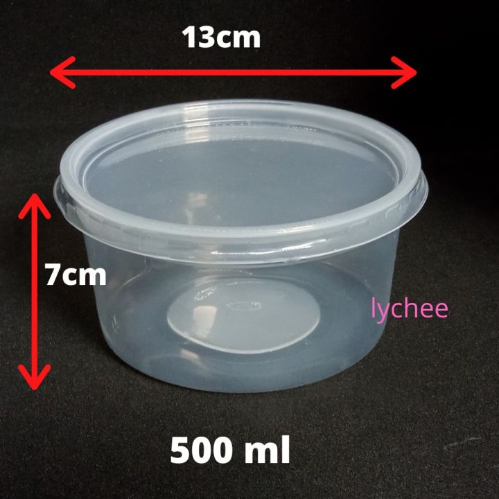 Curry Cup Plastic Container 500ml Plastic Dessert Container with Lid 50 / 25 / 10 Pcs