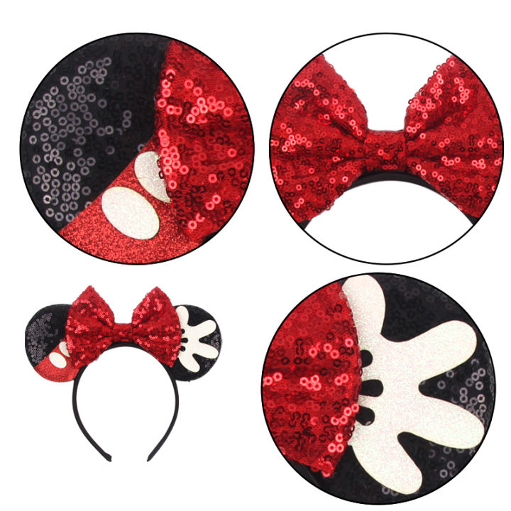 Disney%20Mickey%20Black%20Mouse%20Ears%20Headband%20For%20Girls%20Women%20Sequins%205"Bow%20Party%20Hairband%20Festival%20DIY%20Hair%20Accessories%20Femme%20-%20Image%205
