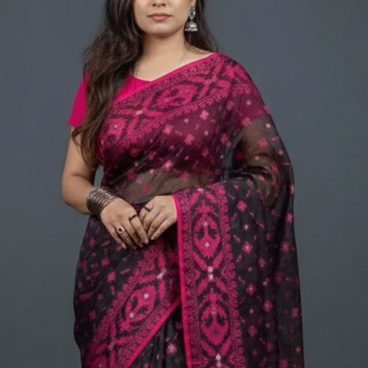 Multicolor%20pure%20tangail%20half%20silk%20jamdani%20saree%20for%20women%20-%20Image%202