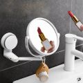 Foldable No Punching Wall Mounted Bathroom Mirror Small Circular Dressing Makeup Mirror for Home Toilet Student Dormitory.
