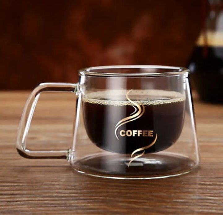 Double walled mug, Coffee mug 210ml, drink mug ,double wall glass mug,transparent mug, Coffee mug.