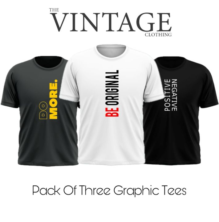 THE VINTAGE CLOTHING PREMIUM QUALITY PACK OF 3 GHRAPICS TEES FOR MENS AND WOMENS