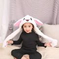 rabbit women's hat plush moving ears hat with earflaps movable ear. 