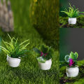 4Pcs Mini Flower Potted For Green Plant Simulation Plants Dollhouse Miniature Doll House Furniture Home Decoration. 