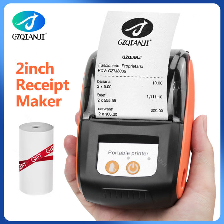 58mm Mini Receipt Bill Printer Thermal Printing Wireless Mobile Bluetooth Maker Compatible with Android/iOS/Windows System