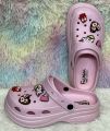 Girls Fashion EVA Rubber Platform Crocs | High Heel Soft Sole Sandals with Cartoon Charms.