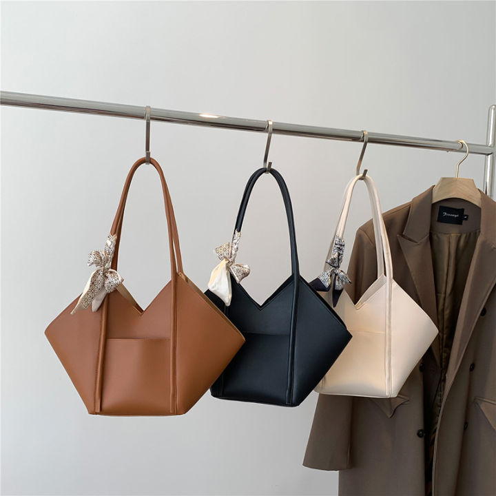 Women's%20Big%20Size%20Tote%20Bags%20Quality%20Soft%20Leather%20Shoulder%20Bag%20Silk%20Scarf%20Decoration%20Handbag%20Ladys%20New%20Large%20Capacity%20Shopping%20Bag%20-%20Image%203