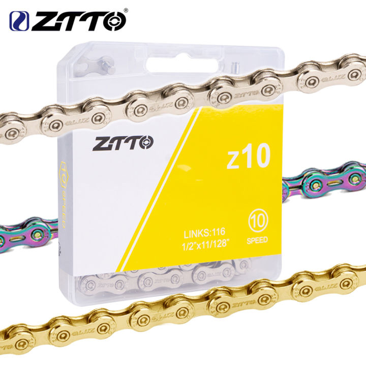 ZTTO MTB Road 10 Speed Bike Chain Silver Gold Rainbow SL SLR 10s Bicycle Power Lock High Quality 116 Links 10v Current