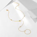 S925 Sterling Silver Simple Gold round Bead Zircon Toe Chain Fashion Individual Beach Ankle Bracelet.
