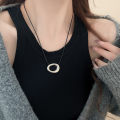 Punk Large U-Shape Geometric Pendant Necklace Women MenHorseshoe Adjustable Long Leather Rope Sweater Chain Necklaces Jewelry K-. 