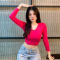 🌈Spinnyhouse🌈O neck rayon long sleeve crop top🧨I have a lot of models Wan B-046-3-A.. 