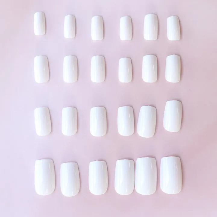 ARTAUG%2024PCS%20Short%20Square%20White%20Solid%20Full%20Cover%20Full%20Cover%20Fake%20Nail%20Set%20Cheap%20Nails%20Summer%20Nails%20Delicate%20Nail%20-%20Image%202