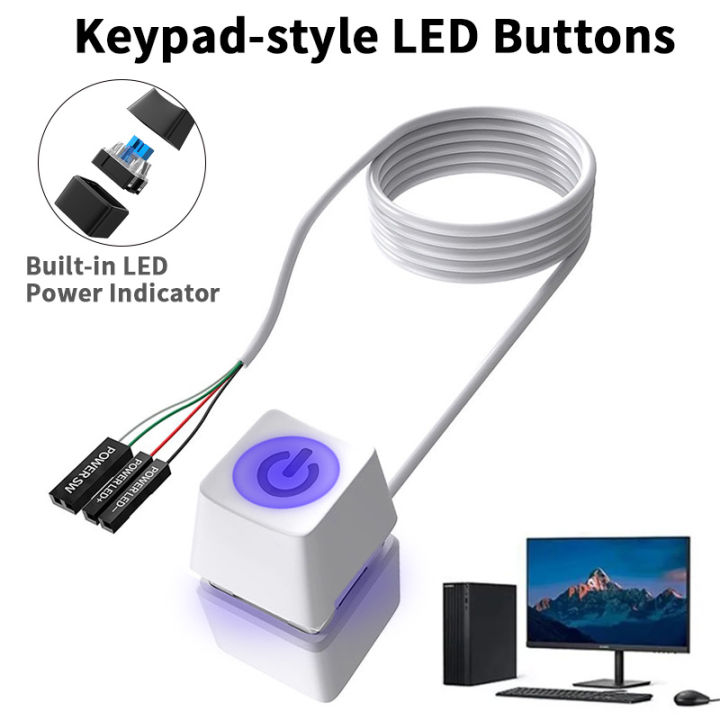 Computer Desktop Switch Blue LED Lights PC Motherboard External Start ...