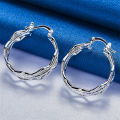 1 Pair 925 Sterling Silver 27mm Multi-Tiered Round Delicate Hoop Earrings for Women Party Gift Accessories Fashion Jewelry.