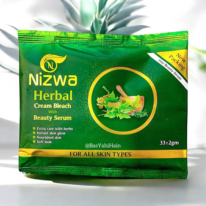 Nizwa Herbal Cream Bleach With Beauty Serum Sachet Pack For All Skin Types (Pack Of 5 Sachets)